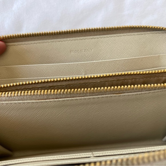 PRADA Authentic Saffiano Gold Leather Zipper Around Wallet - Picture 14 of 16